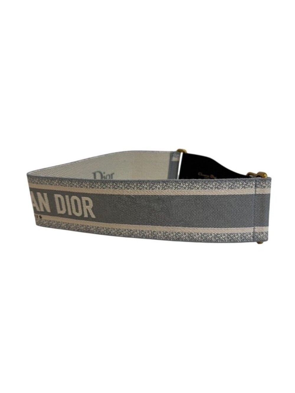 Dior Belt Embroidery Logo Canvas Leather Gray 85